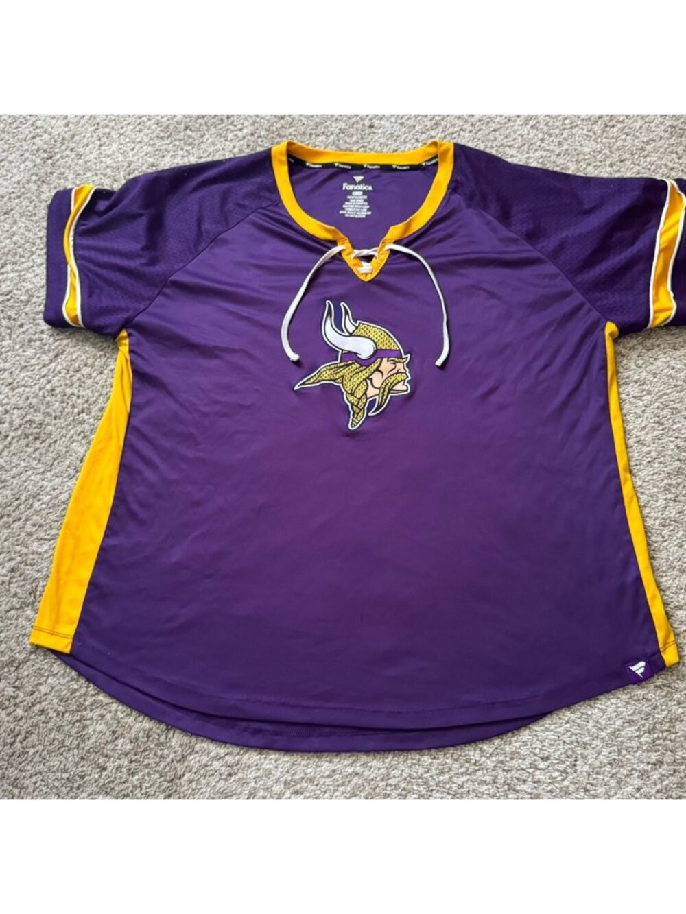 Minnesota Vikings NFL Lace-Up Jersey Hockey Style Shirt Purple Gold 3X Fanatics
